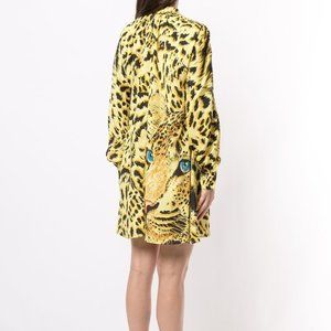 NWT MSGM leopard shirt dress graphic tie IT42